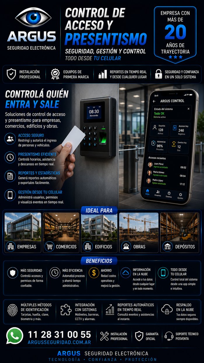 Flyer control de acceso y presentismo ARGUS