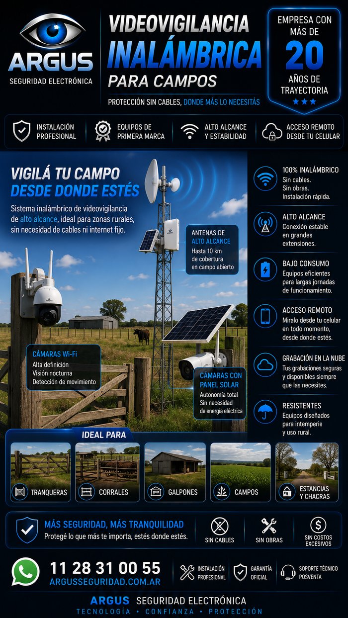 Flyer videovigilancia inalámbrica para campos ARGUS